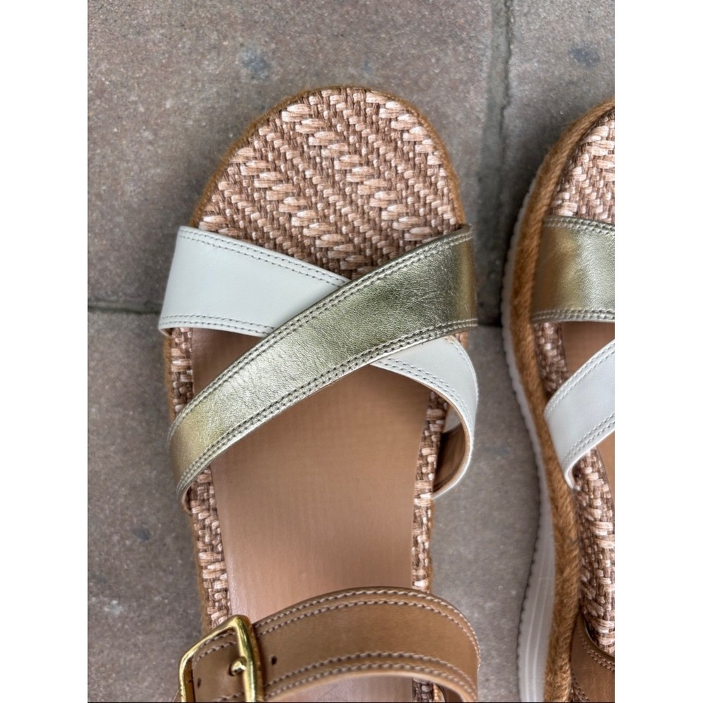 Vionic Women's Mar Wedge Sandal in Camel, Gold & Brown Leather.  EUC - Picture 13 of 16